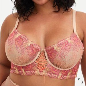 TORRID NWT EMBROIDERED MESH STRAPPY UNDERWIRE LONGLINE BRALETTE